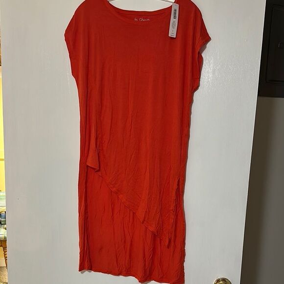 NWT Chicos Short Sleeve Tunic in Garibaldi Orange - Picture 1 of 4